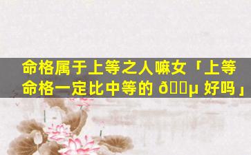 命格属于上等之人嘛女「上等命格一定比中等的 🐵 好吗」